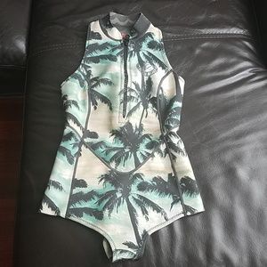 Billabong Palm Tree Print Swimsuit - Green and Black